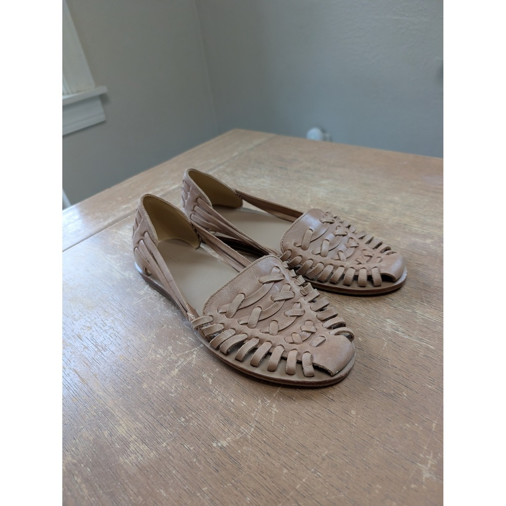 Nisolo Huarache Sandals Woven Leather Flats Almond Tan Womens 9.5 Made in Peru